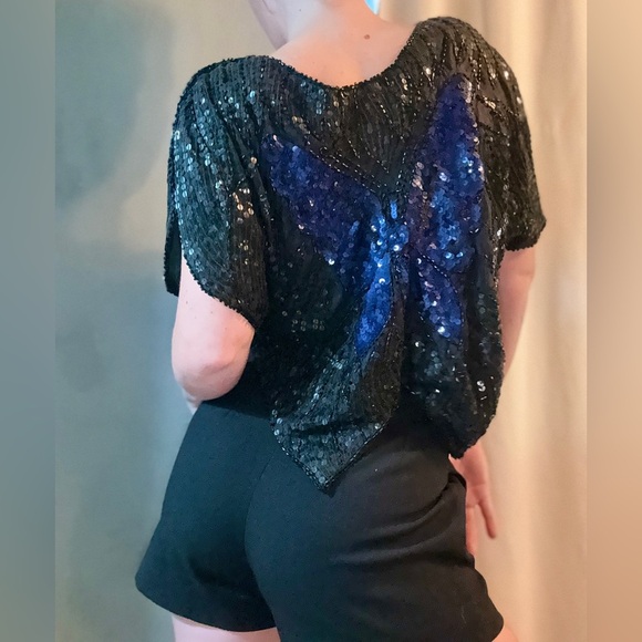 KAASVI | Women’s Sequin Butterfly Shaw | One Size - Picture 6 of 8